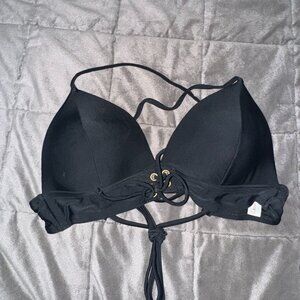 Hula Honey Juniors' Ribbed Push-Up Bikini Top, Available in D/DD - BLACK